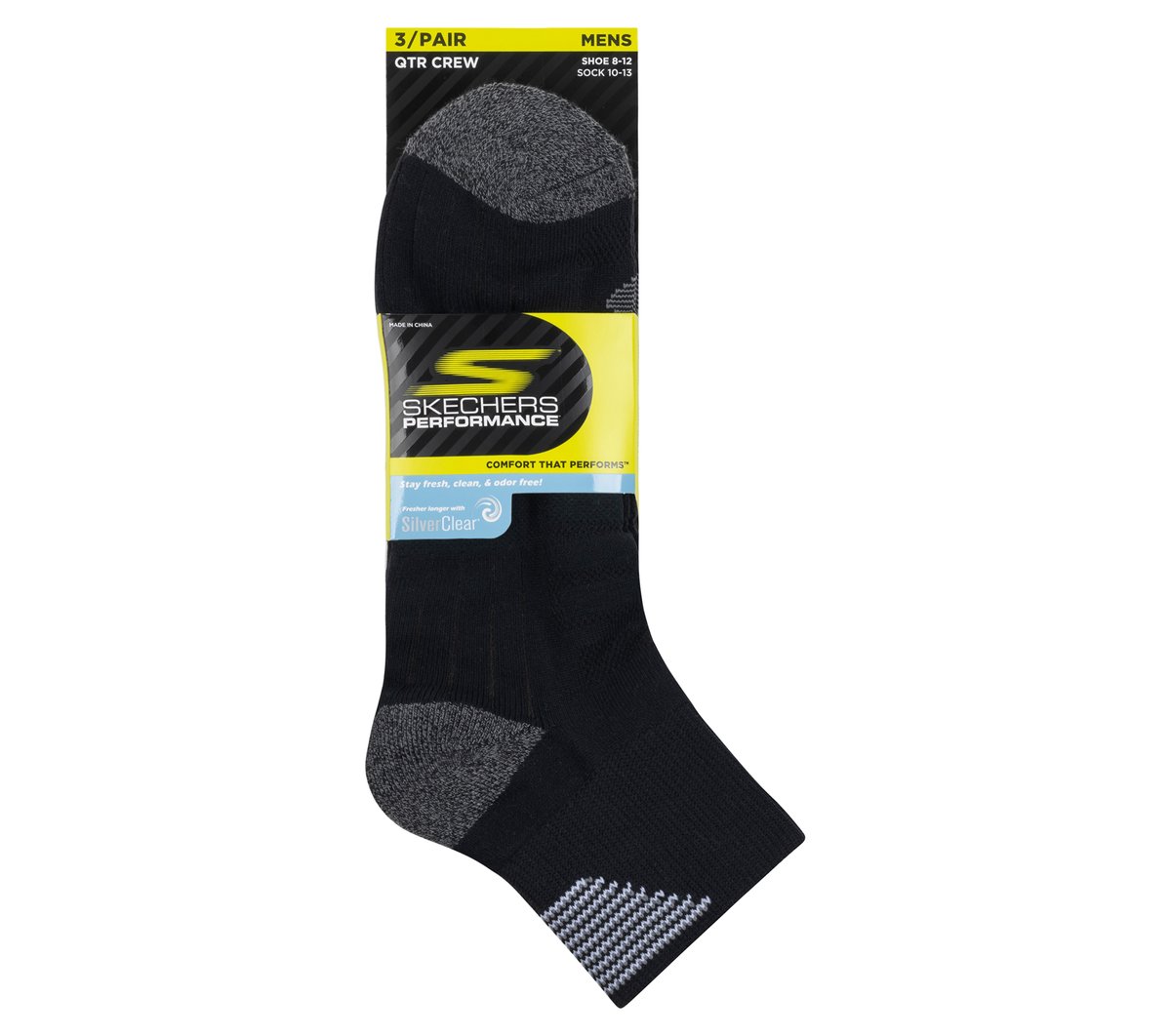 3 Pack Men's Half Terry Quarter Crew Socks | Skechers Men