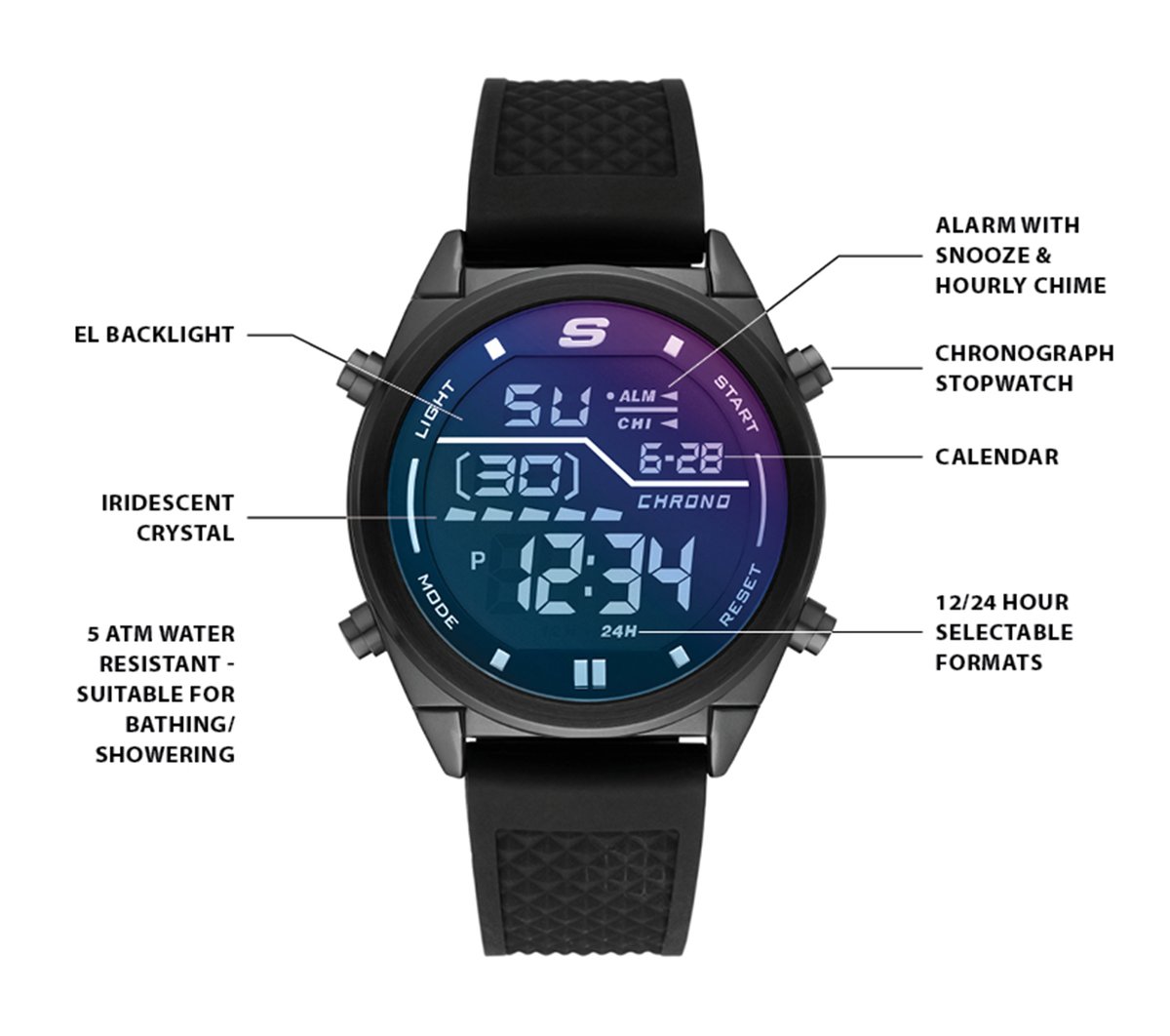 Skechers Accessories Blue Face Digital Watch | Skechers Men