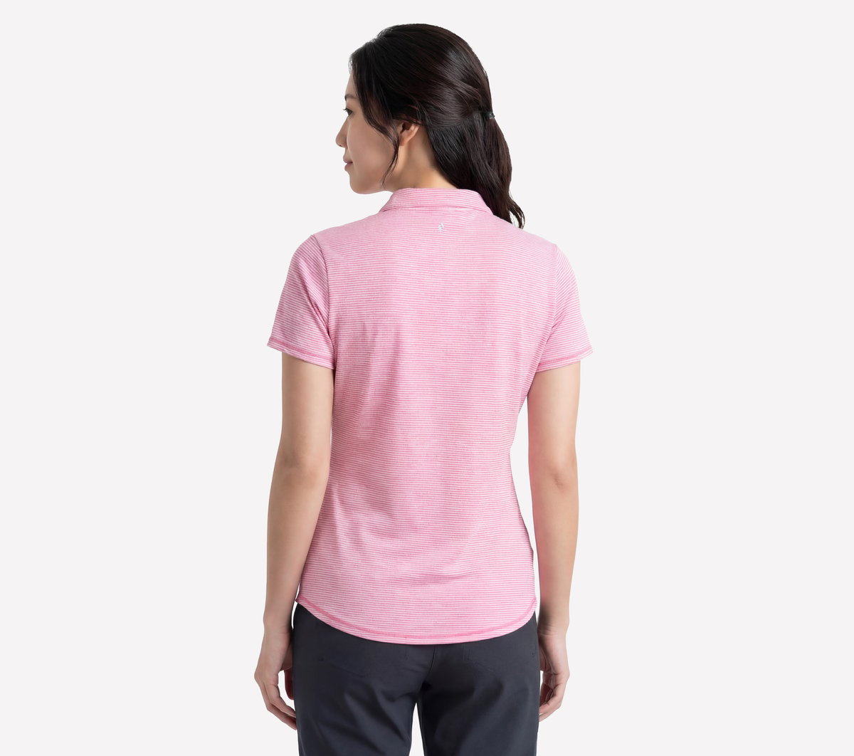 Short Sleeve On The Green Striped Polo | Skechers Women