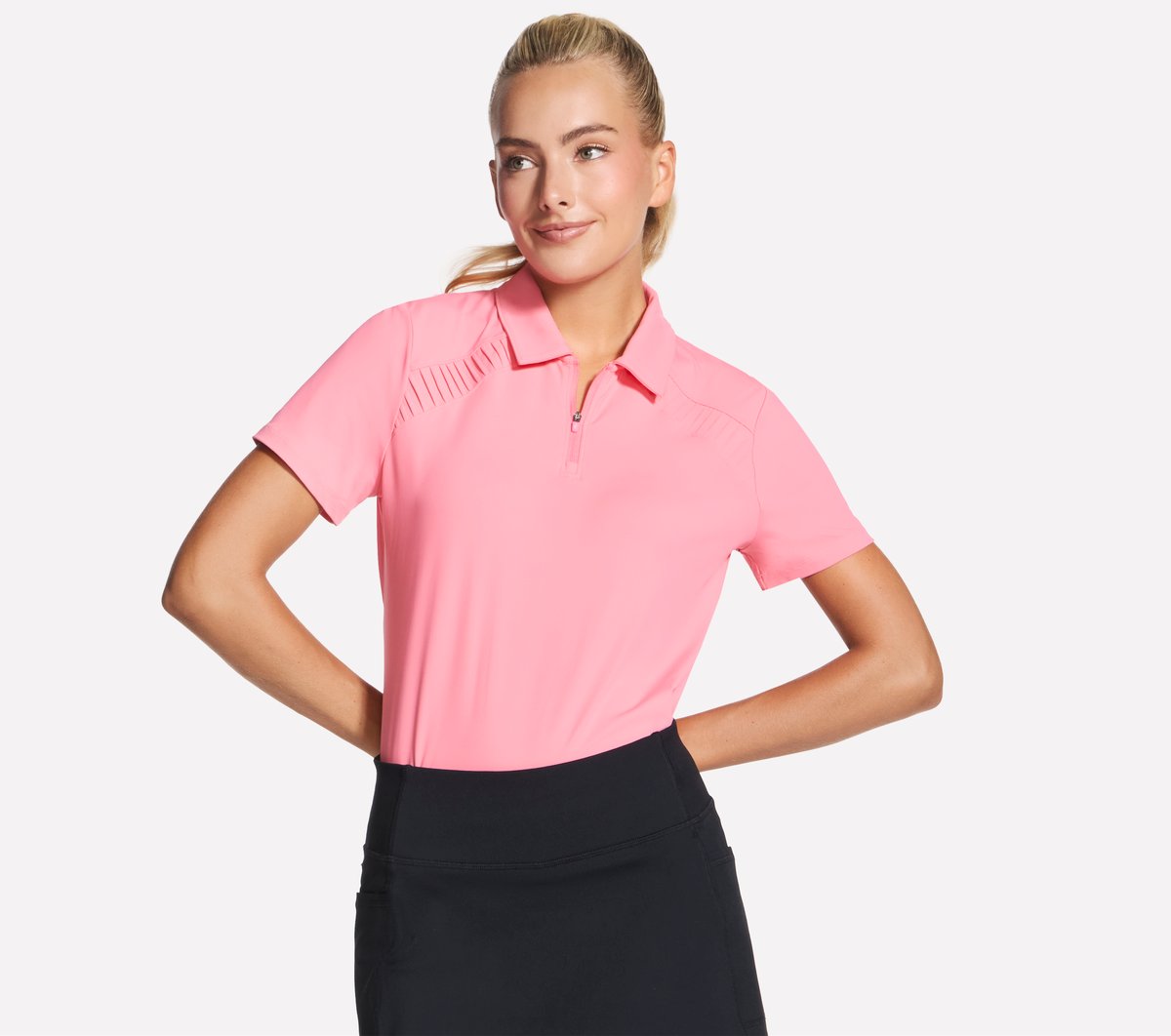 GO GOLF Short Sleeve Birdie Zip Front Polo | Skechers Women