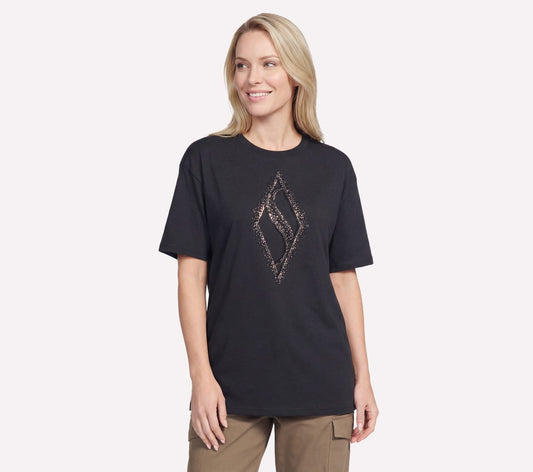 Gold Splatter Diamond Short Sleeve Tee | Skechers Women