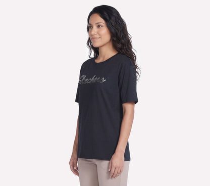 Script Diamond Studded Short Sleeve Tee | Skechers Women