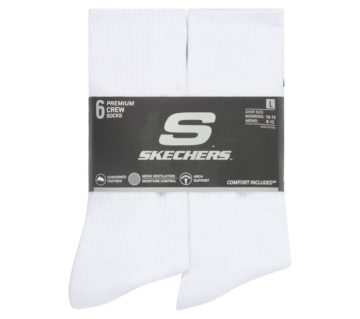 6 Pack Large Core Crew Socks | Skechers Men