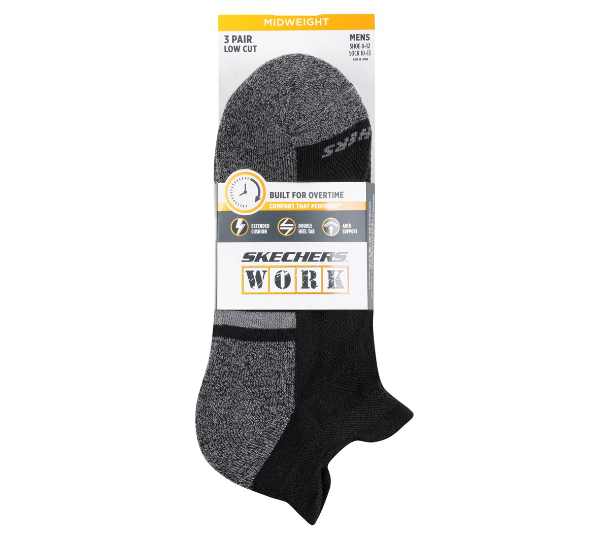 Lowcut Heel Tab Work Socks - 3 Pack | Skechers Men