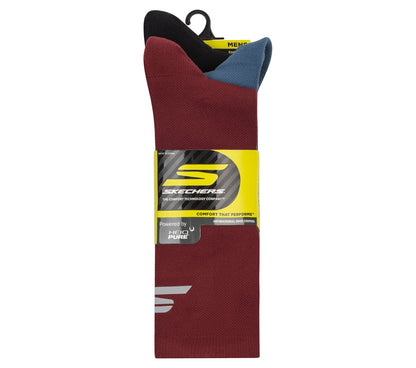 3 Pack Men's Reflective Performance Half Terry Crew Socks | Skechers Men