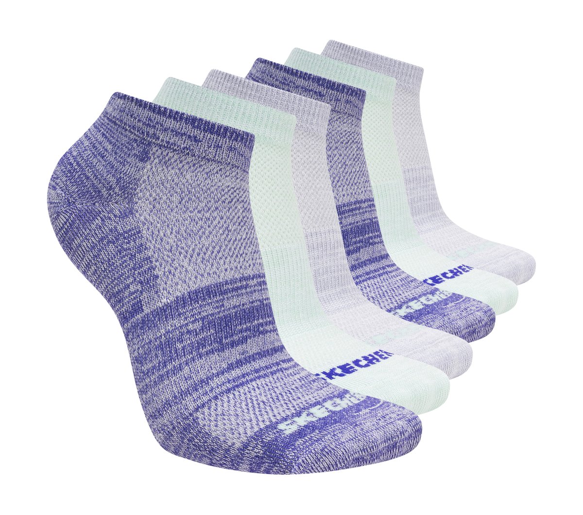 6 Pack Girls' Low Cut Color Stripe Socks | Skechers Kids