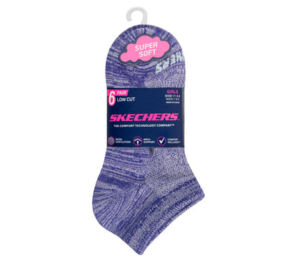 6 Pack Girls' Low Cut Color Stripe Socks | Skechers Kids