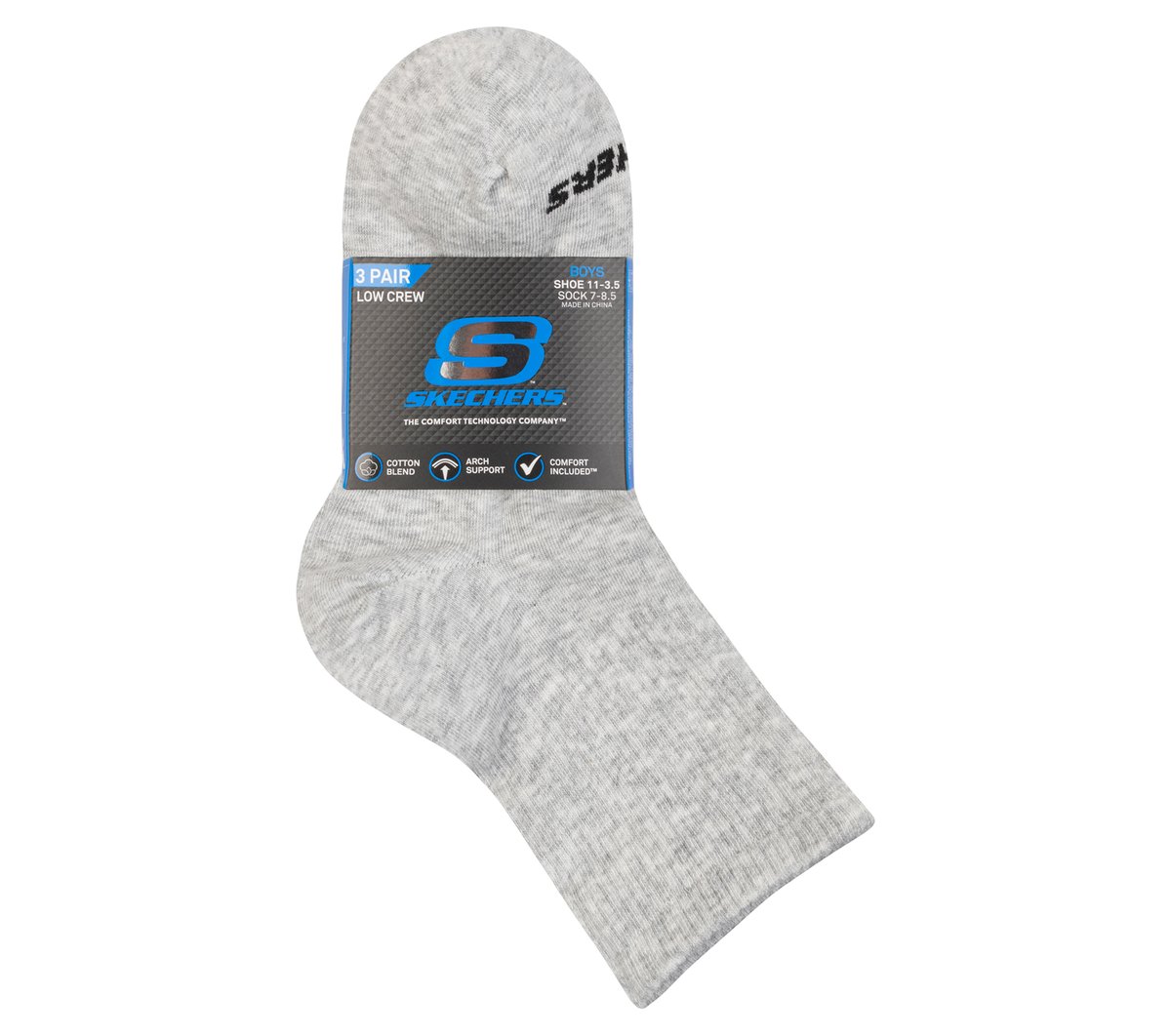 3 Pack Boys' Crew Cotton Socks | Skechers Kids