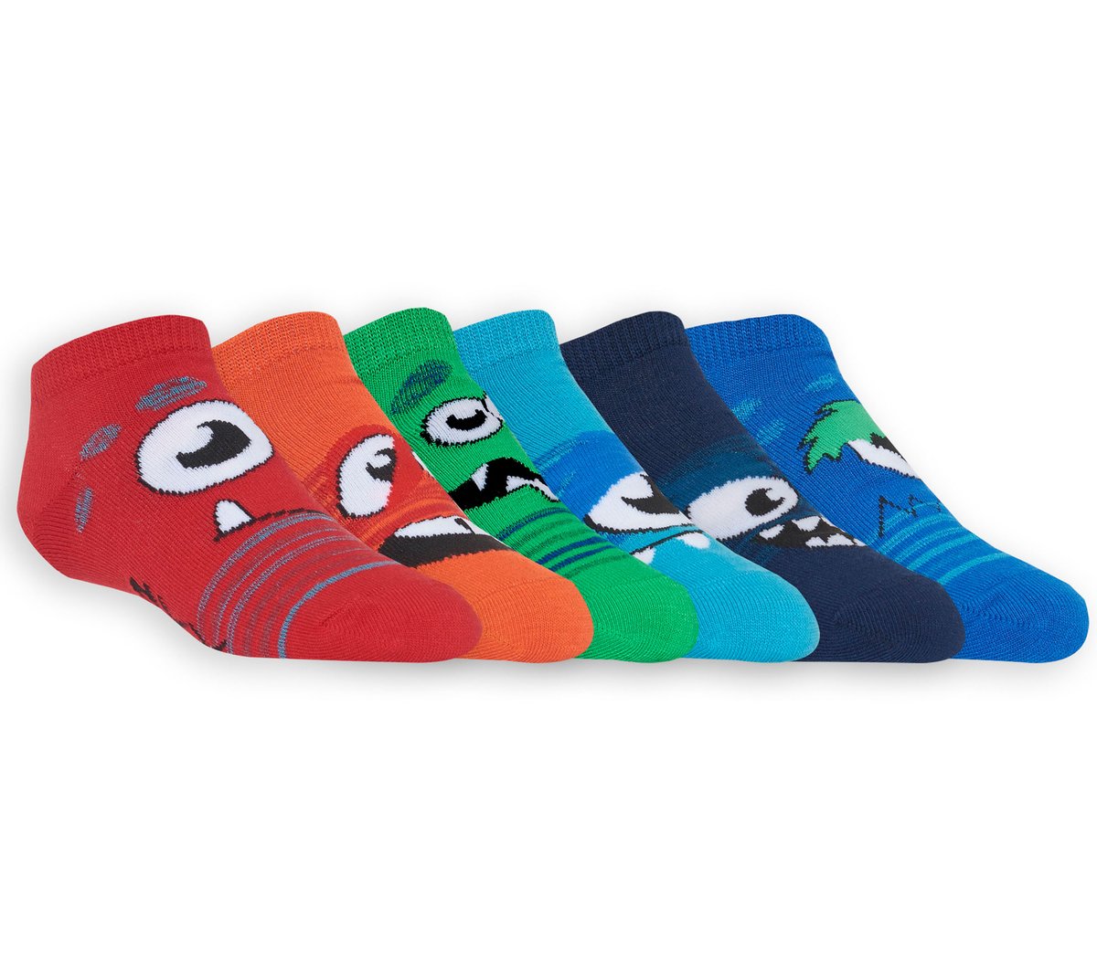 6 Pack Low Cut Monster Socks | Skechers Kids